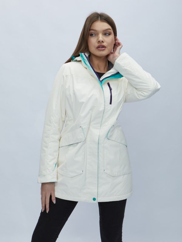 White hooded parka for women 551996Bl